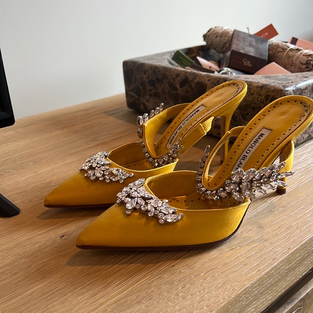 Yellow Manolo Blahnik Lurum Heels